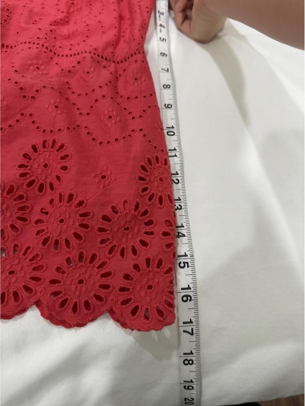 Ann Taylor Red Eyelet Puff Sleeve Peplum Cottagecore Square Neck Top- Size Small - Picture 9 of 9